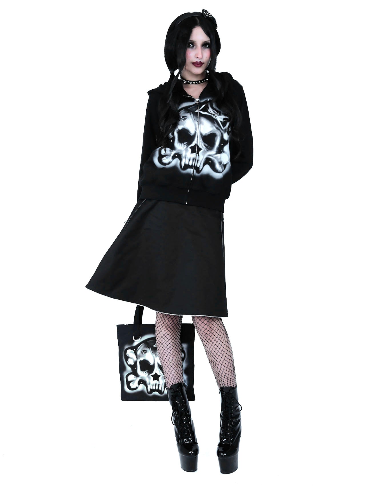 Cholita Studded Zip Up - Black