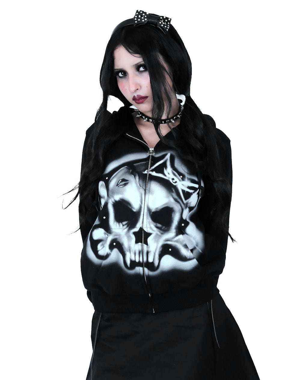 Cholita Studded Zip Up - Black